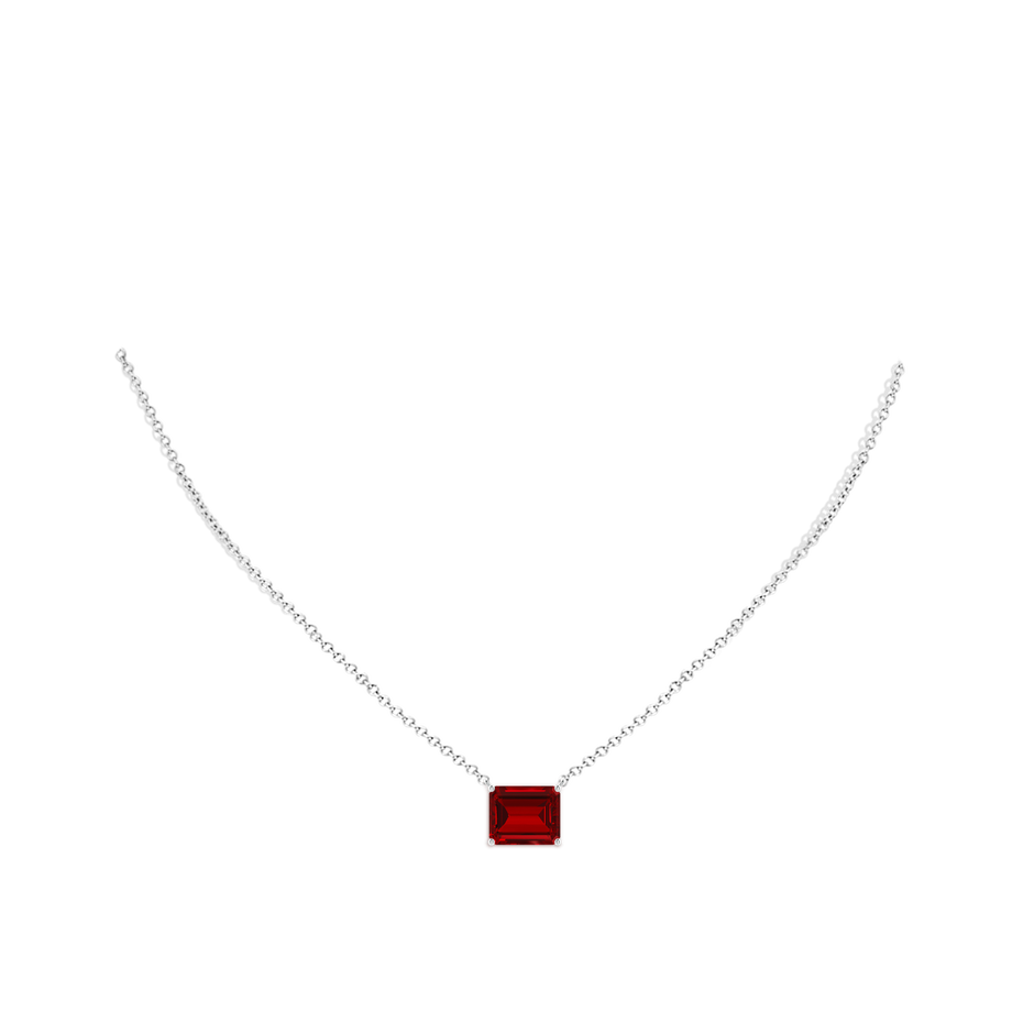 12x10mm Labgrown East-West Emerald-Cut Lab-Grown Ruby Solitaire Pendant in P950 Platinum pen