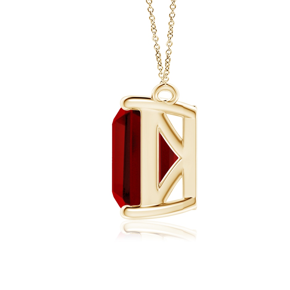 12x10mm Labgrown East-West Emerald-Cut Lab-Grown Ruby Solitaire Pendant in Yellow Gold side 199
