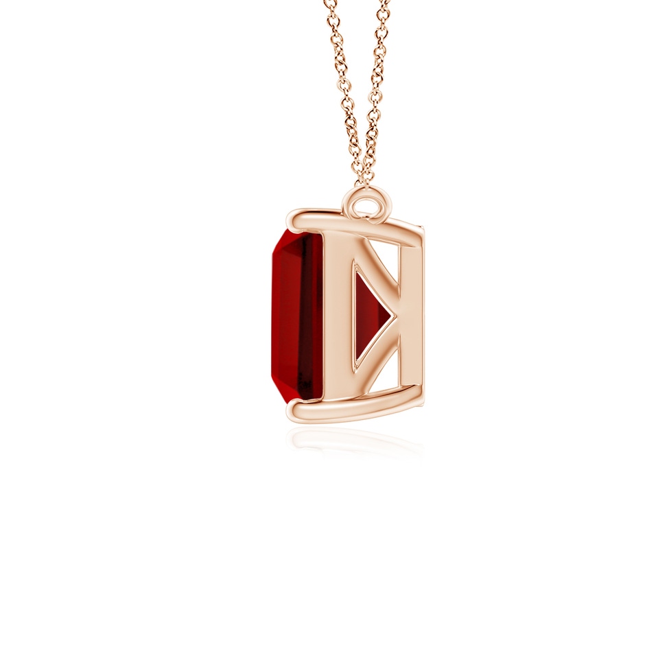 9x7mm Labgrown East-West Emerald-Cut Lab-Grown Ruby Solitaire Pendant in Rose Gold side 199