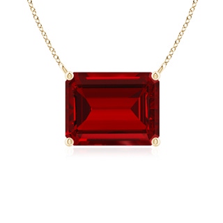 9x7mm Labgrown East-West Emerald-Cut Lab-Grown Ruby Solitaire Pendant in Yellow Gold