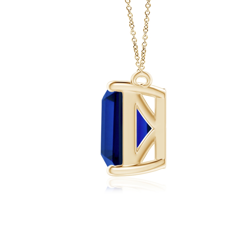 10x8mm Labgrown East-West Emerald-Cut Lab-Grown Blue Sapphire Solitaire Pendant in Yellow Gold Side 199
