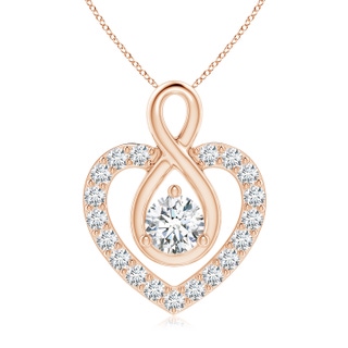 5.1mm FGVS Lab-Grown Diamond Heart Pendant with Infinity Loop in 9K Rose Gold