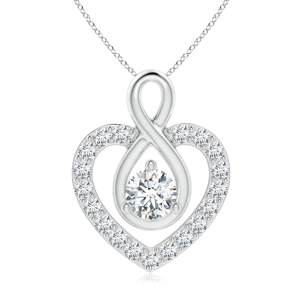 5.1mm FGVS Lab-Grown Diamond Heart Pendant with Infinity Loop in P950 Platinum