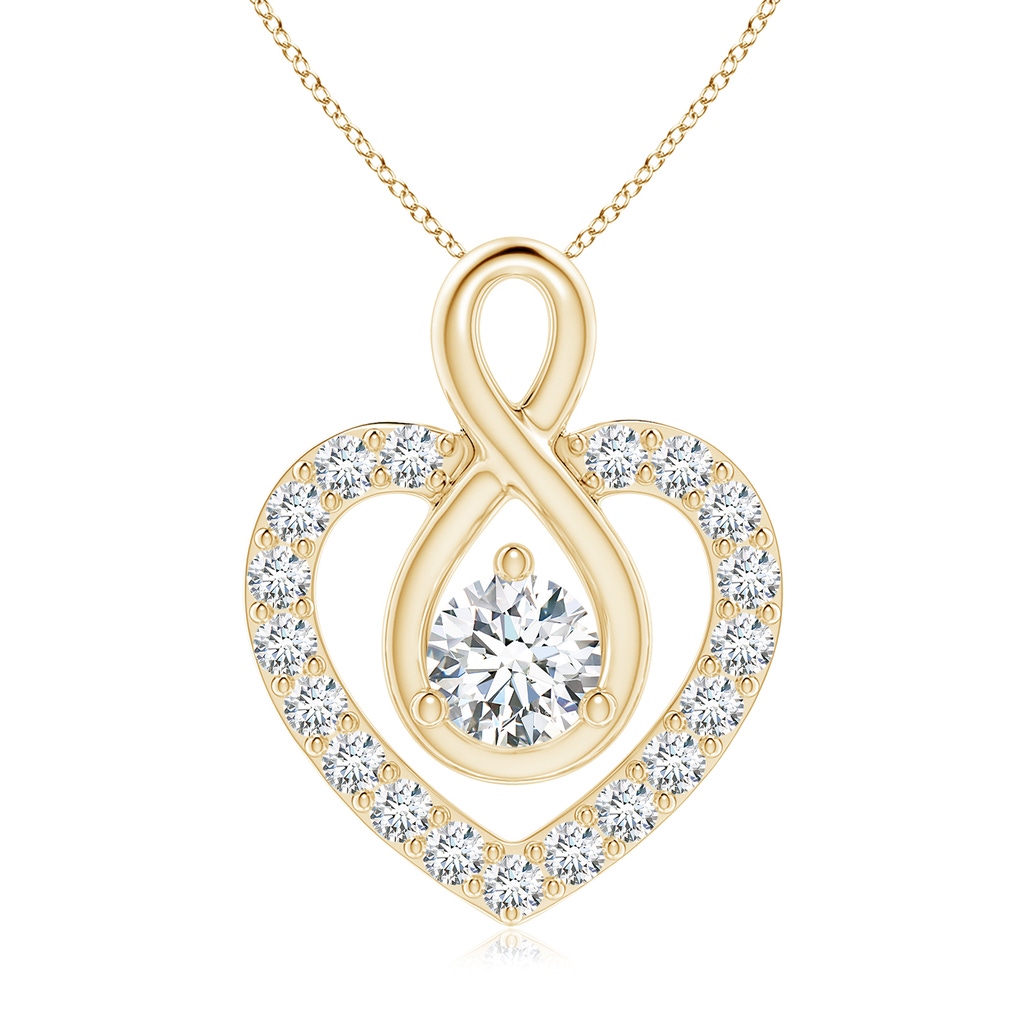 5.1mm FGVS Lab-Grown Diamond Heart Pendant with Infinity Loop in Yellow Gold
