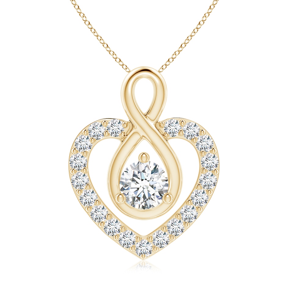 5.1mm FGVS Lab-Grown Diamond Heart Pendant with Infinity Loop in Yellow Gold 