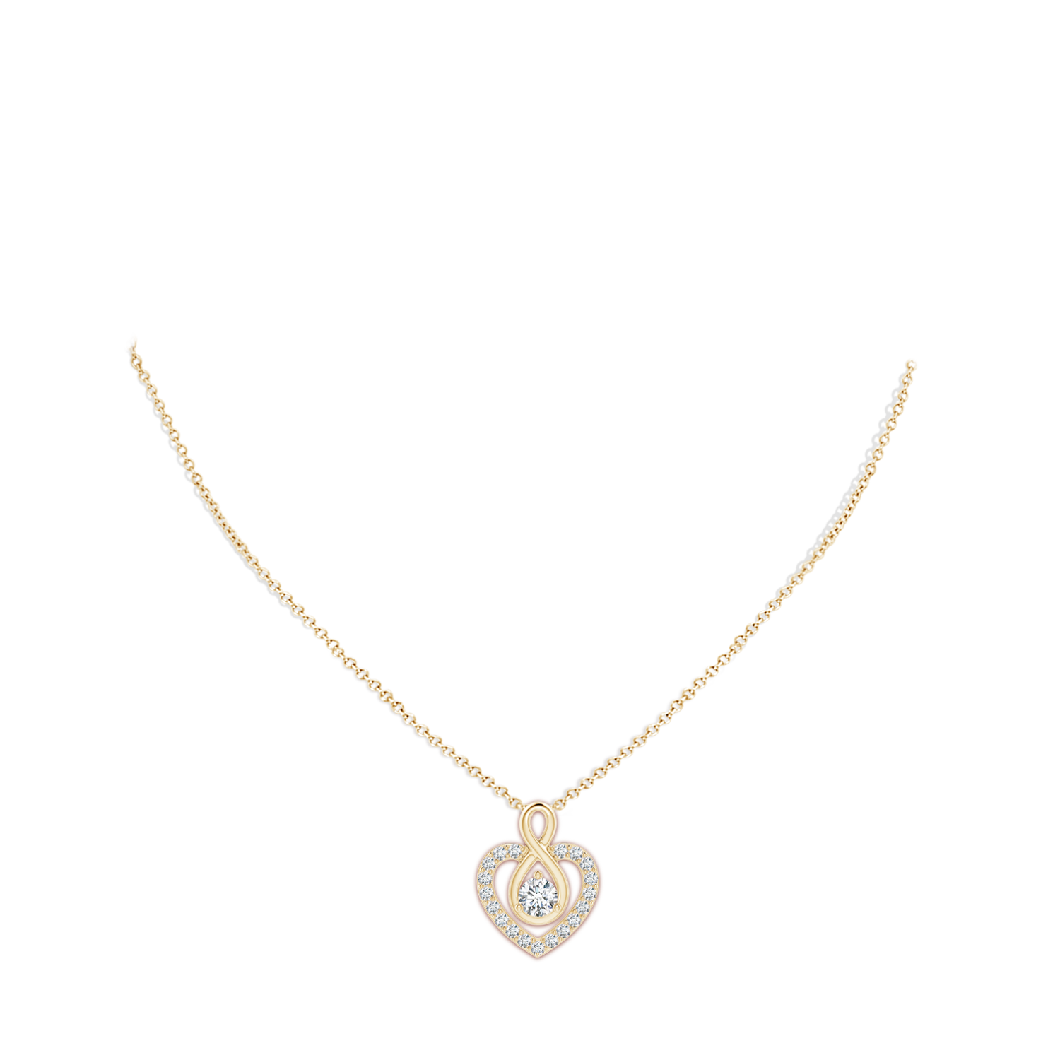 5.1mm FGVS Lab-Grown Diamond Heart Pendant with Infinity Loop in Yellow Gold - body_neck