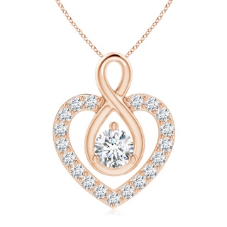 5.9mm FGVS Lab-Grown Diamond Heart Pendant with Infinity Loop in Rose Gold