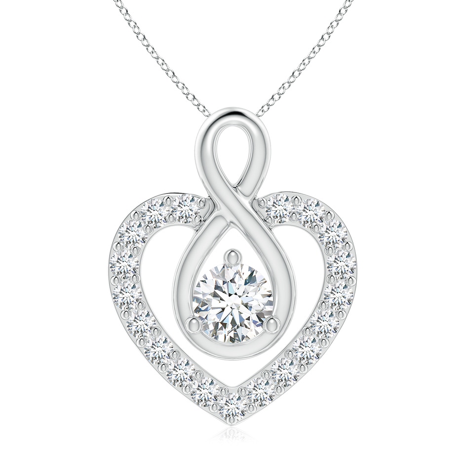 5.9mm FGVS Lab-Grown Diamond Heart Pendant with Infinity Loop in White Gold 