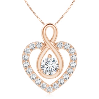 6.4mm FGVS Lab-Grown Diamond Heart Pendant with Infinity Loop in 18K Rose Gold