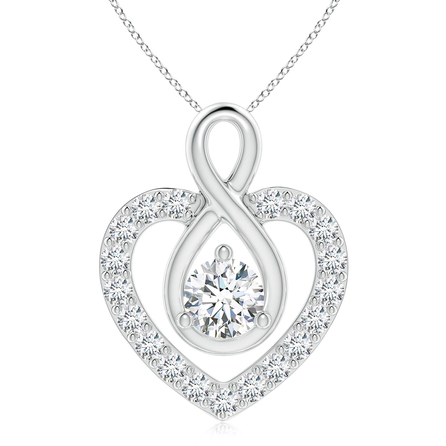 6.4mm FGVS Lab-Grown Diamond Heart Pendant with Infinity Loop in 18CT White Gold
