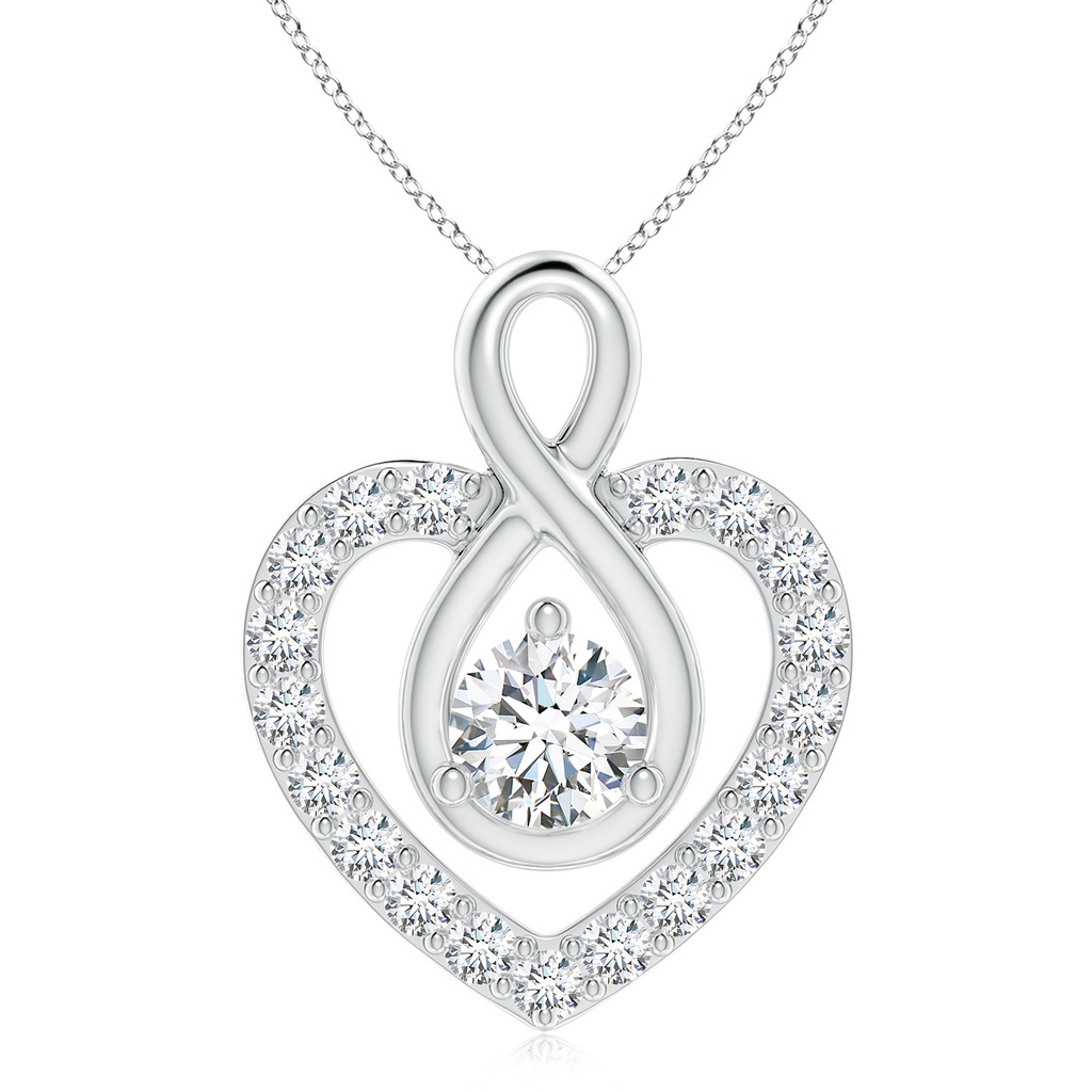 6.4mm FGVS Lab-Grown Diamond Heart Pendant with Infinity Loop in P950 Platinum