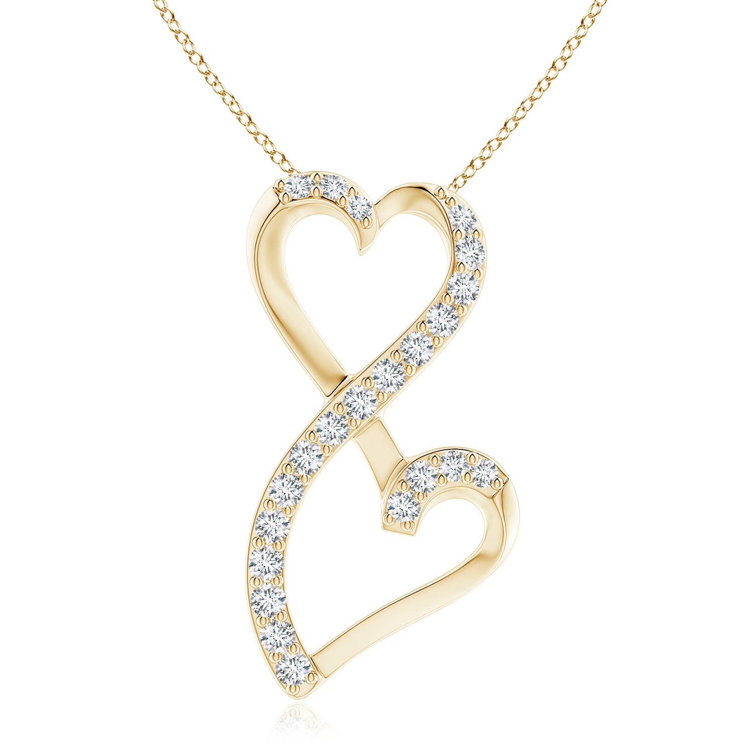 2.25mm FGVS Lab-Grown Diamond Double Heart Infinity Pendant in 18K Yellow Gold