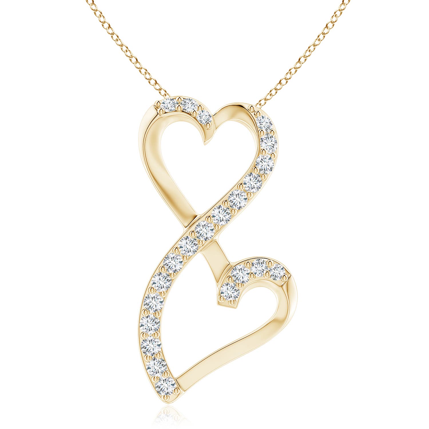 2.6mm FGVS Lab-Grown Diamond Double Heart Infinity Pendant in 18K Yellow Gold