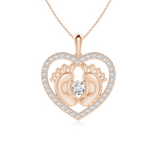 4.3mm FGVS Lab-Grown Diamond Heart & Baby Feet Pendant in 10K Rose Gold