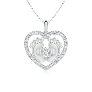 4.3mm FGVS Lab-Grown Diamond Heart & Baby Feet Pendant in P950 Platinum