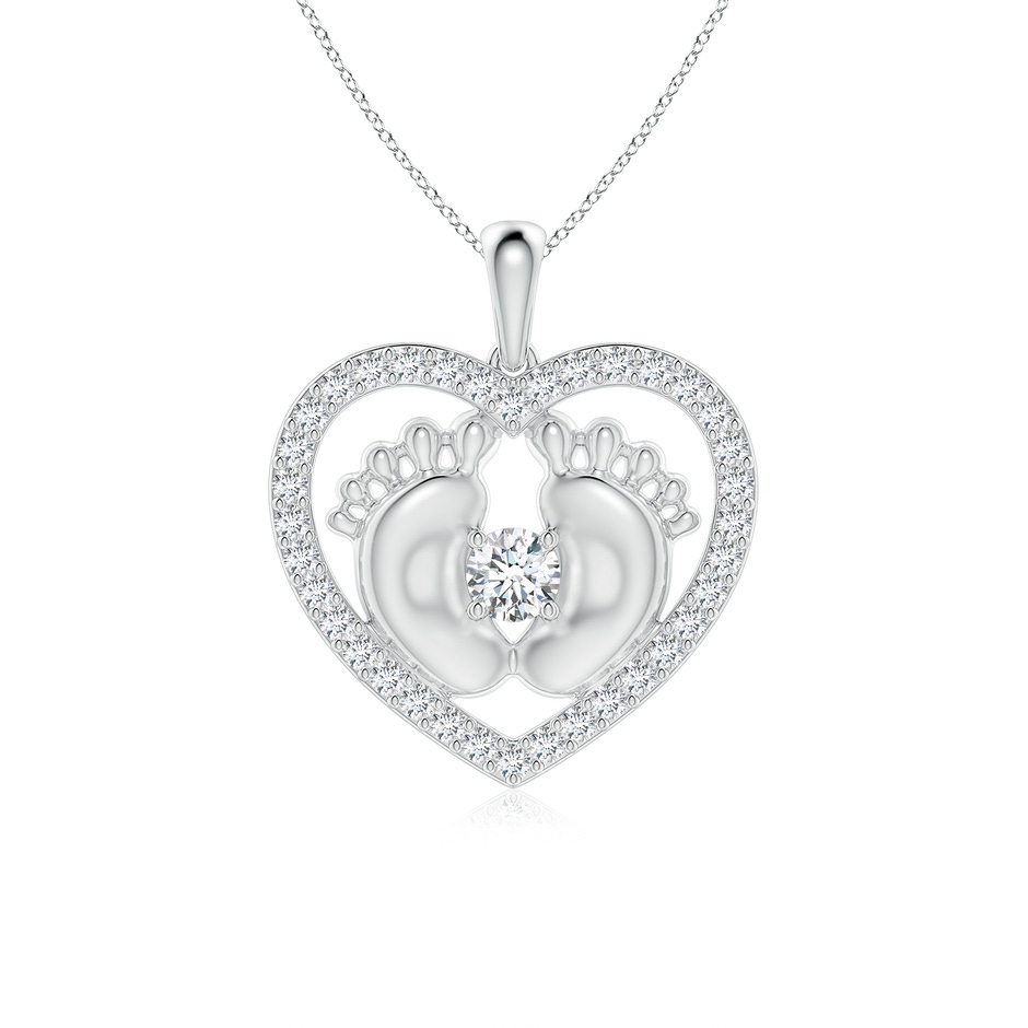 4.3mm FGVS Lab-Grown Diamond Heart & Baby Feet Pendant in P950 Platinum 