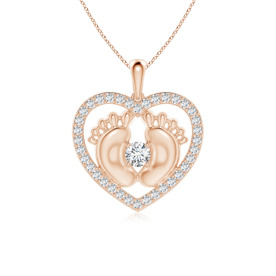 4.3mm FGVS Lab-Grown Diamond Heart & Baby Feet Pendant in Rose Gold 