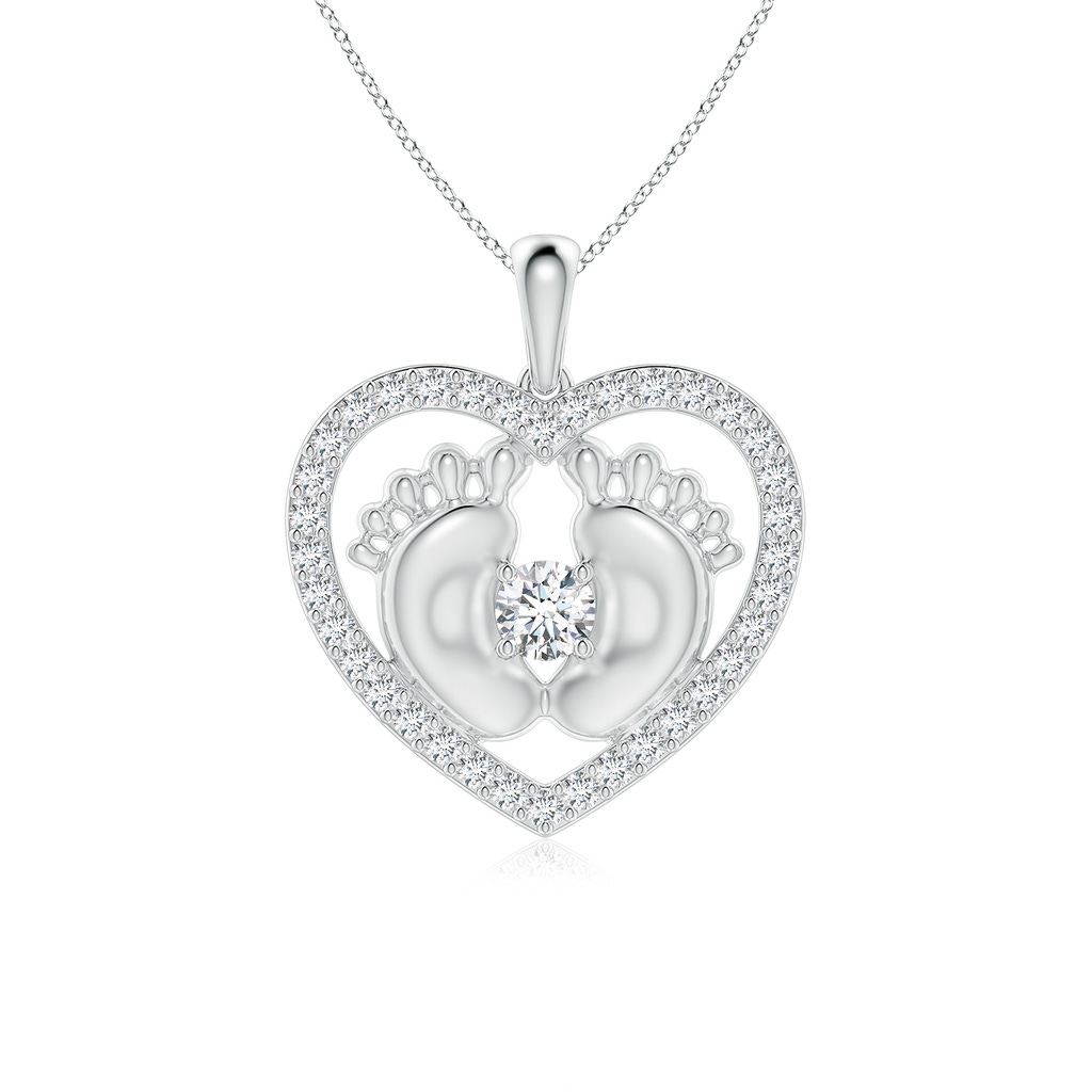 4.3mm FGVS Lab-Grown Diamond Heart & Baby Feet Pendant in White Gold