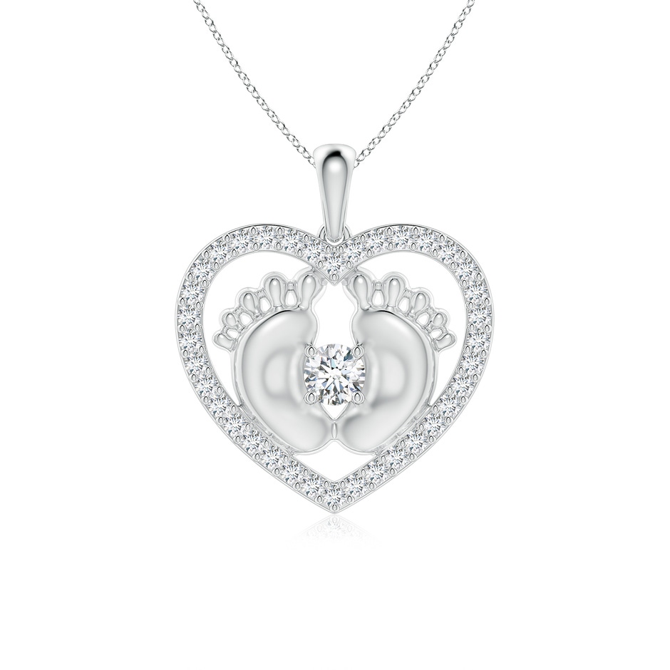 4.3mm FGVS Lab-Grown Diamond Heart & Baby Feet Pendant in White Gold 