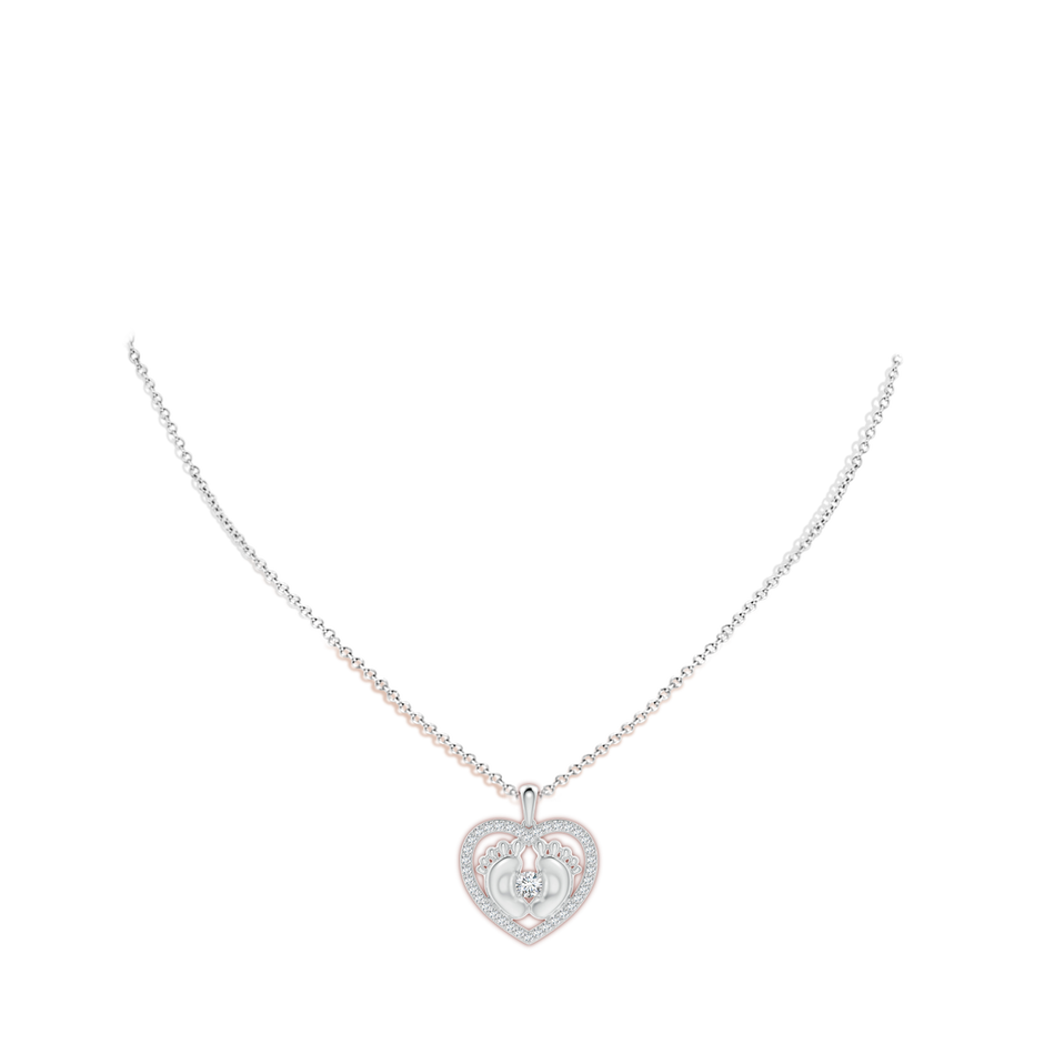 4.3mm FGVS Lab-Grown Diamond Heart & Baby Feet Pendant in White Gold pen