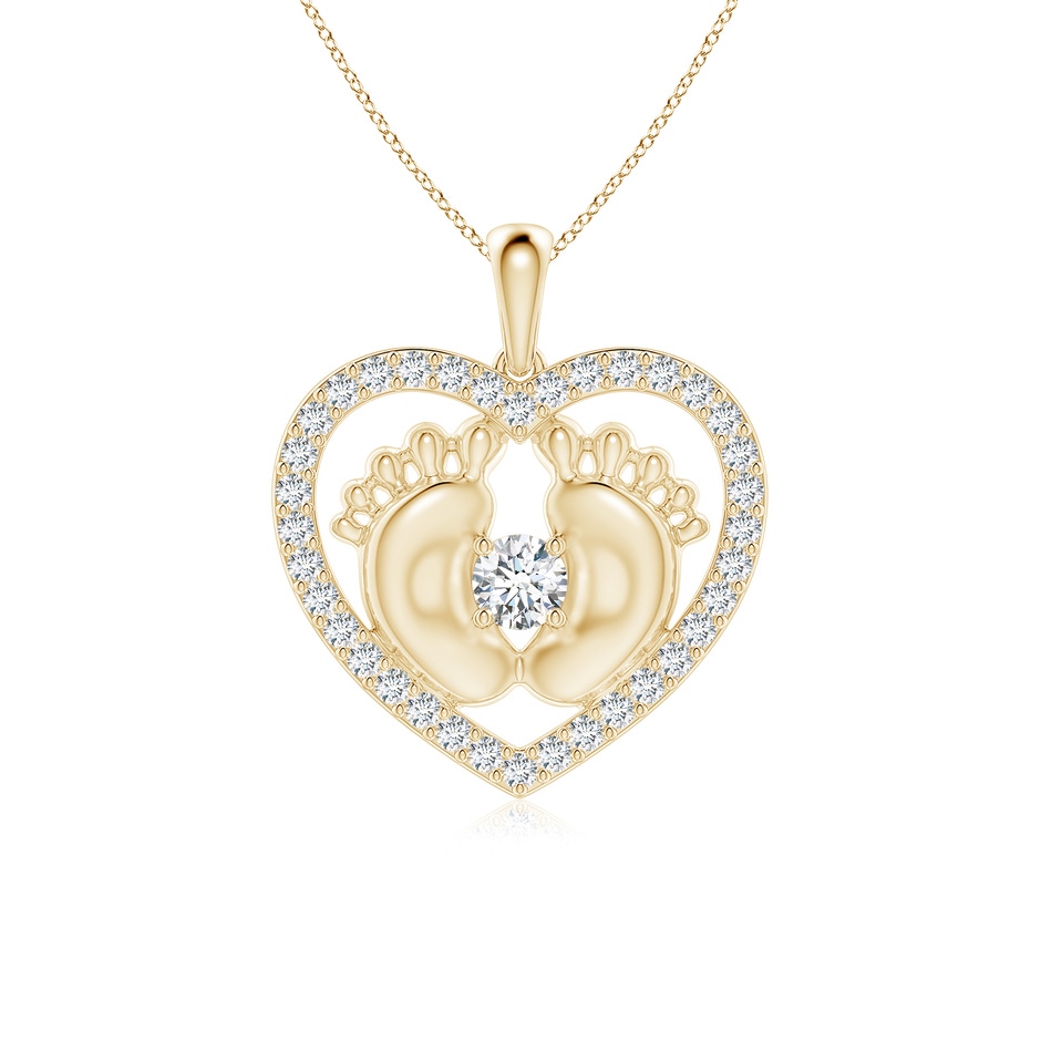 4.3mm FGVS Lab-Grown Diamond Heart & Baby Feet Pendant in Yellow Gold 