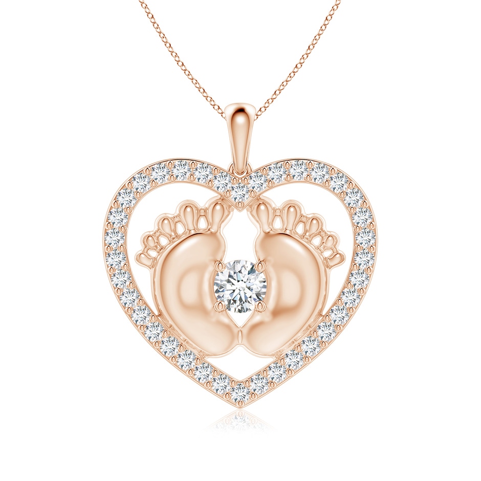 5.1mm FGVS Lab-Grown Diamond Heart & Baby Feet Pendant in 10K Rose Gold 