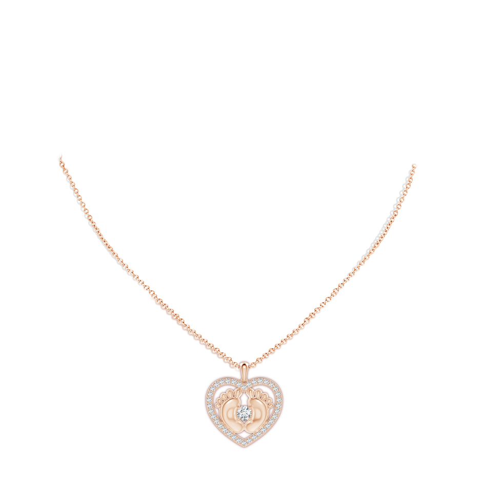 5.1mm FGVS Lab-Grown Diamond Heart & Baby Feet Pendant in 10K Rose Gold pen