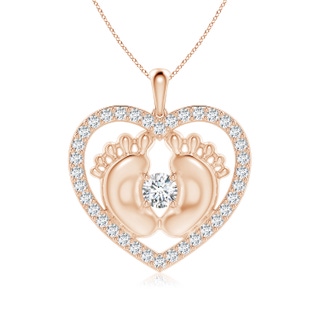 5.1mm FGVS Lab-Grown Diamond Heart & Baby Feet Pendant in Rose Gold