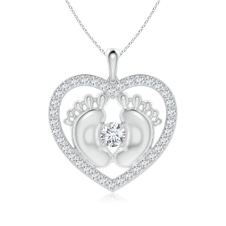 5.1mm FGVS Lab-Grown Diamond Heart & Baby Feet Pendant in White Gold 