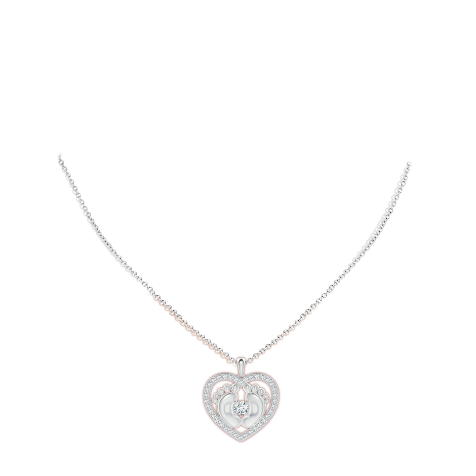 5.1mm FGVS Lab-Grown Diamond Heart & Baby Feet Pendant in White Gold pen