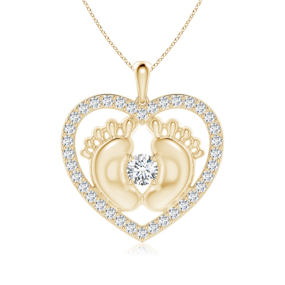 5.1mm FGVS Lab-Grown Diamond Heart & Baby Feet Pendant in Yellow Gold 
