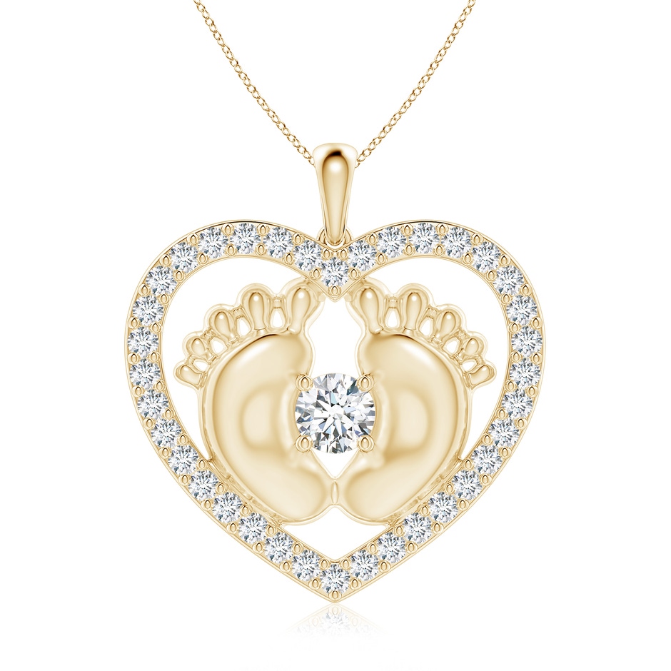 5.4mm FGVS Lab-Grown Diamond Heart & Baby Feet Pendant in 18K Yellow Gold 