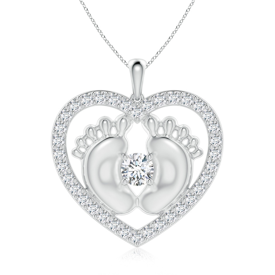5.4mm FGVS Lab-Grown Diamond Heart & Baby Feet Pendant in White Gold 