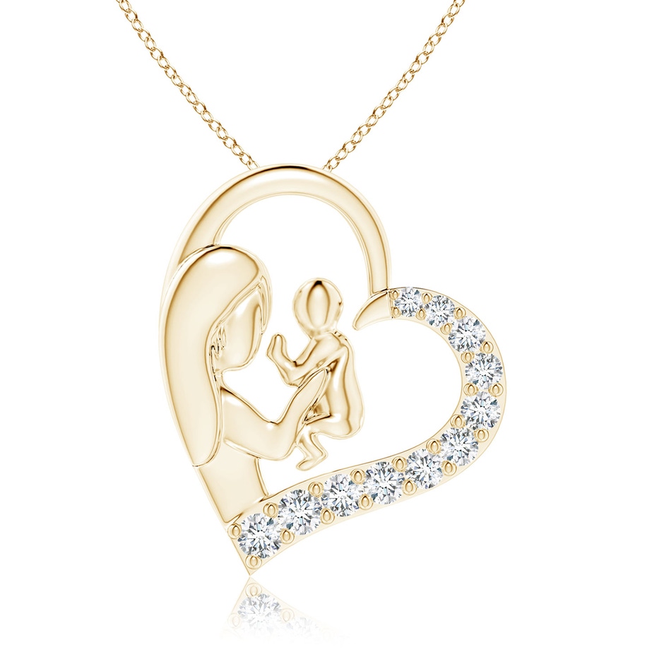 2.3mm FGVS Lab-Grown Diamond Heart Mother & Baby Pendant in 18K Yellow Gold 