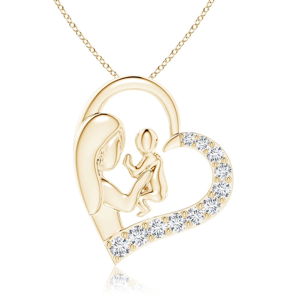 2.3mm FGVS Lab-Grown Diamond Heart Mother & Baby Pendant in Yellow Gold