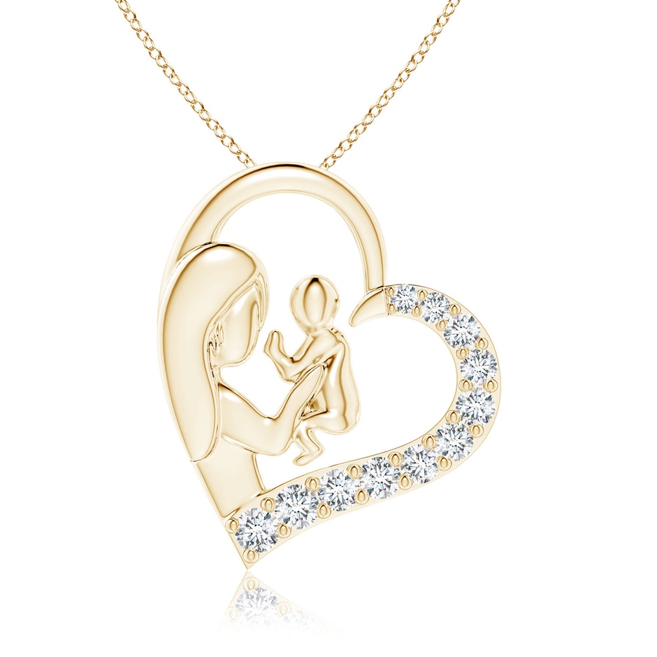 2.3mm FGVS Lab-Grown Diamond Heart Mother & Baby Pendant in Yellow Gold 