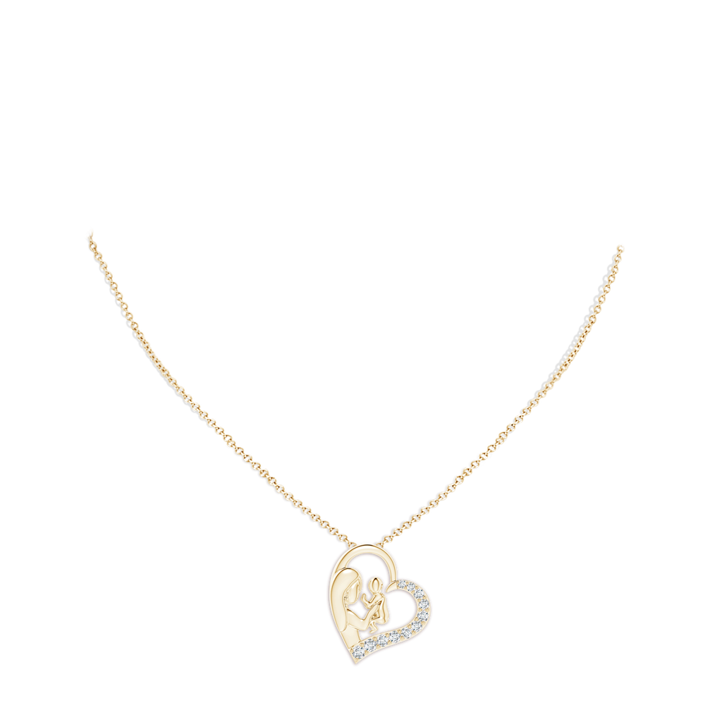2.3mm FGVS Lab-Grown Diamond Heart Mother & Baby Pendant in Yellow Gold pen