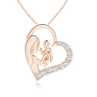 2mm FGVS Lab-Grown Diamond Heart Mother & Baby Pendant in Rose Gold