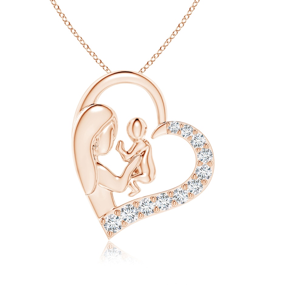 2mm FGVS Lab-Grown Diamond Heart Mother & Baby Pendant in Rose Gold 