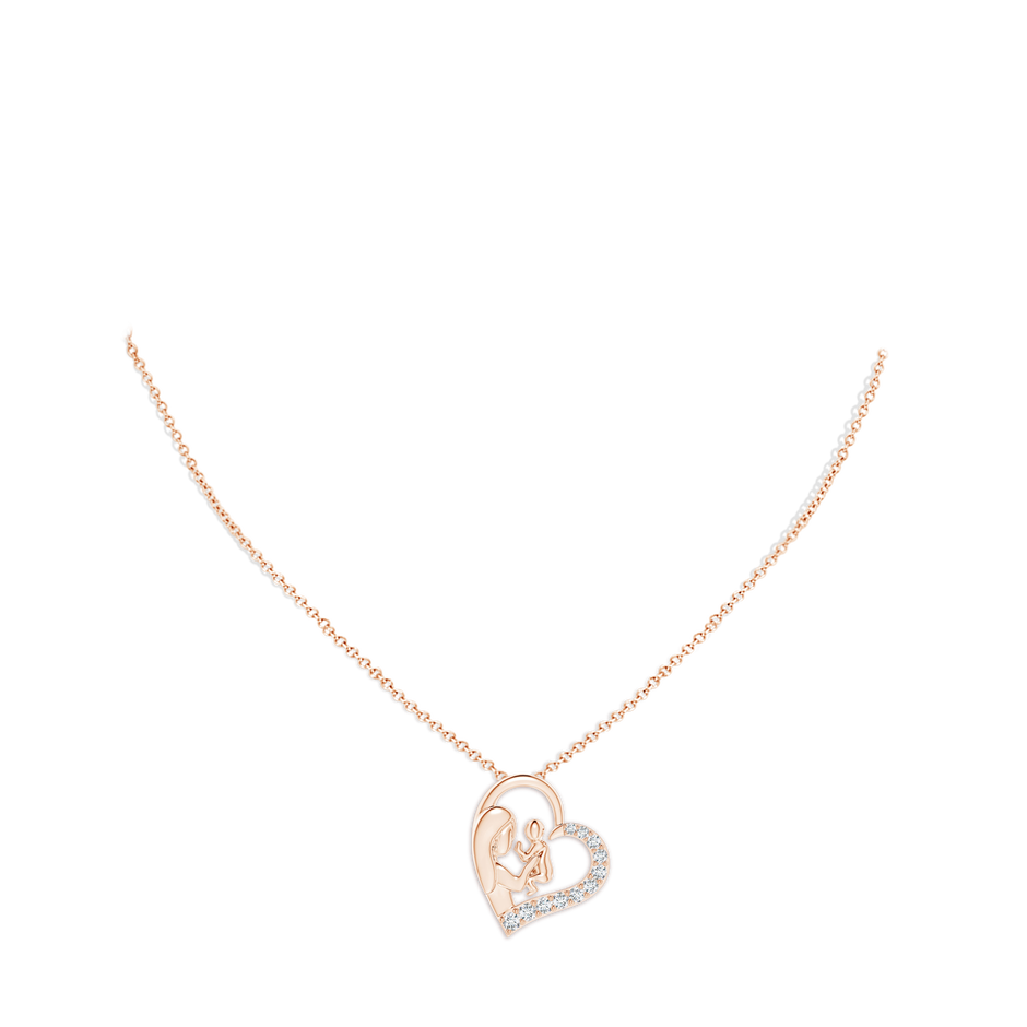 2mm FGVS Lab-Grown Diamond Heart Mother & Baby Pendant in Rose Gold pen