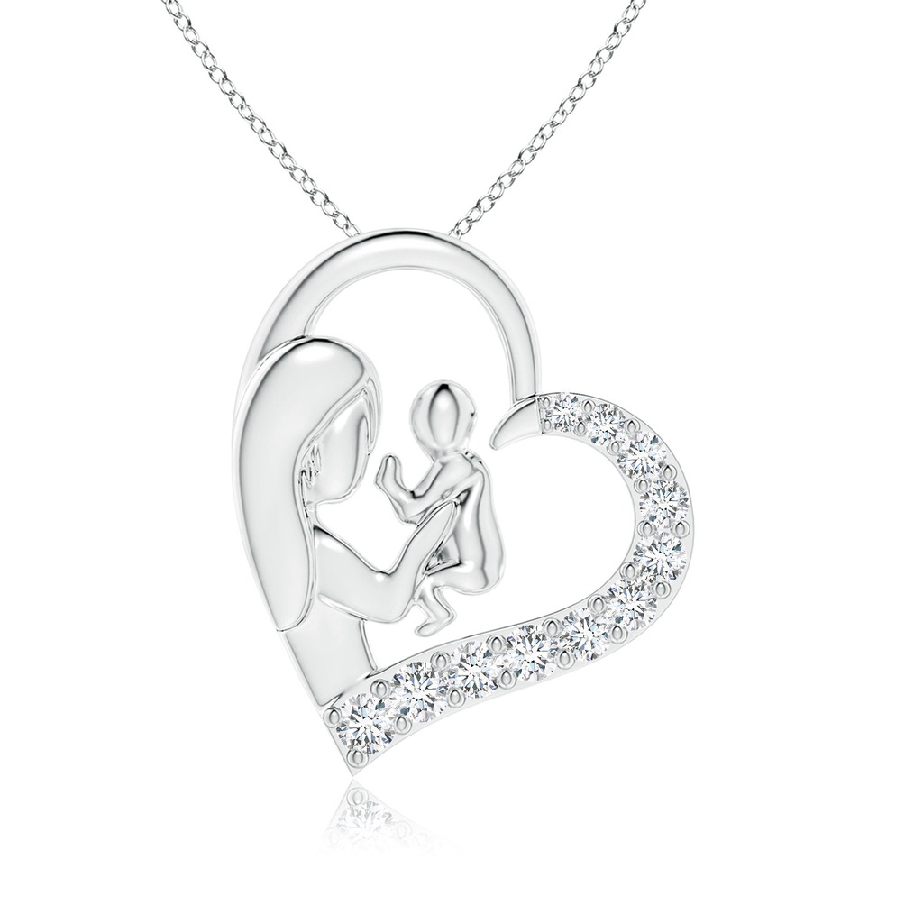 2mm FGVS Lab-Grown Diamond Heart Mother & Baby Pendant in White Gold