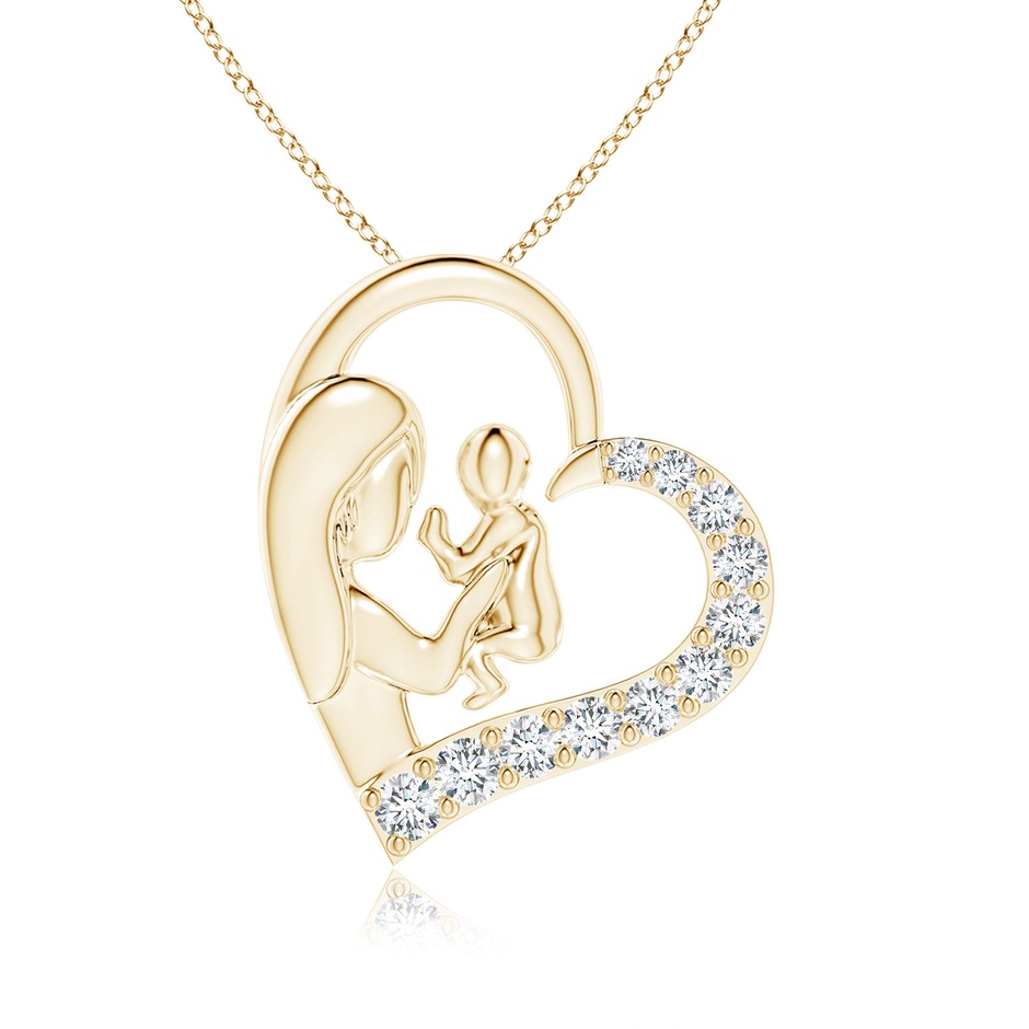 2mm FGVS Lab-Grown Diamond Heart Mother & Baby Pendant in Yellow Gold 