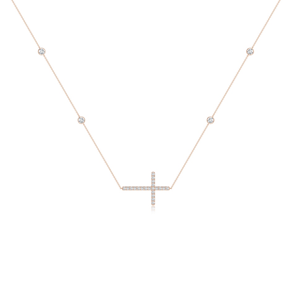 3.2mm FGVS Lab-Grown Diamond Sideways Cross Station Necklace in Rose Gold 