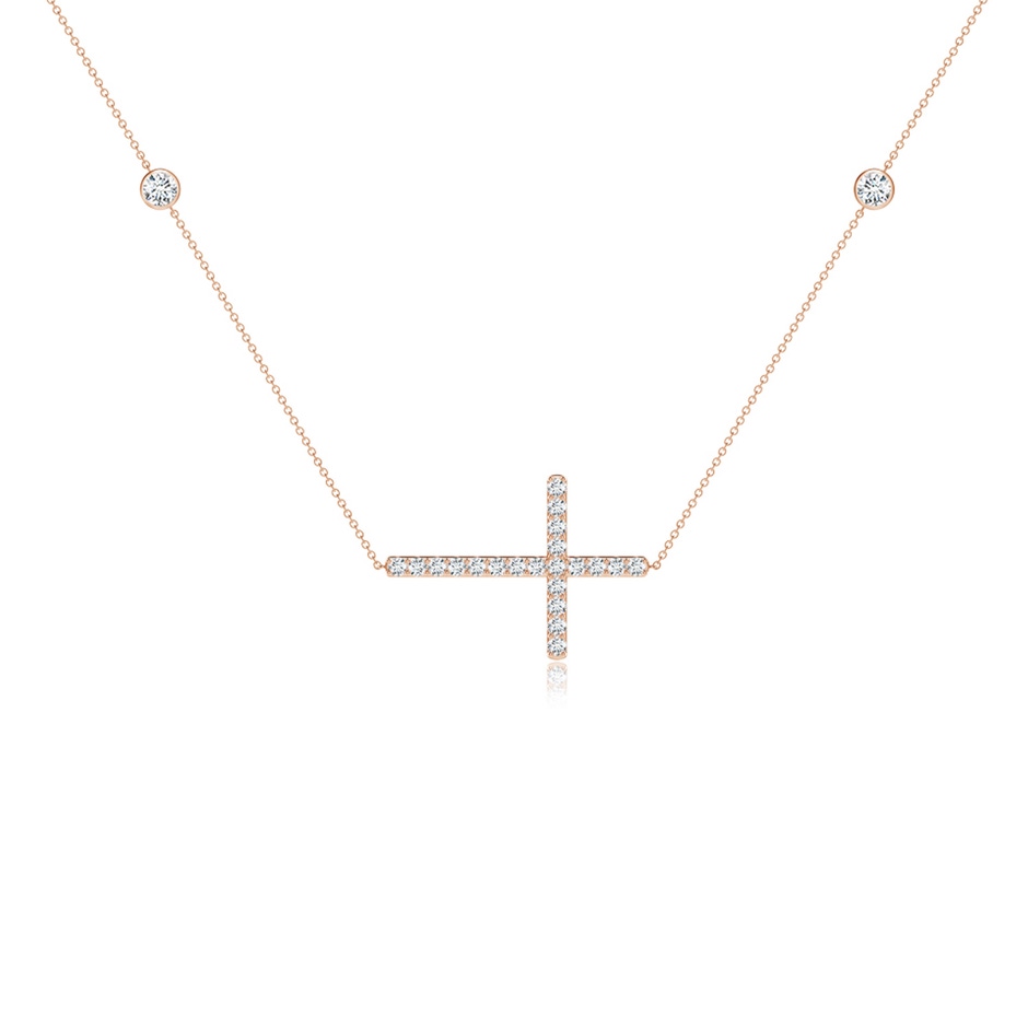 3.2mm FGVS Lab-Grown Diamond Sideways Cross Station Necklace in Rose Gold side 199