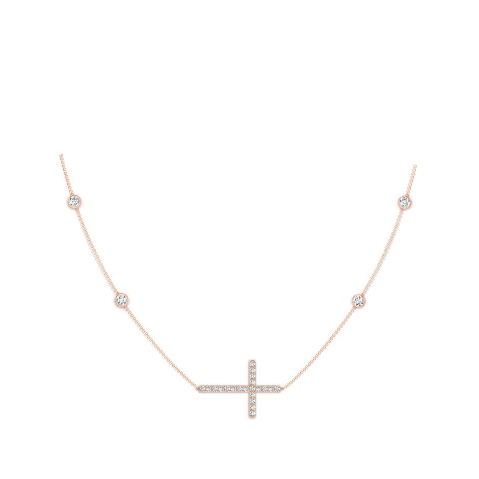 3.2mm FGVS Lab-Grown Diamond Sideways Cross Station Necklace in Rose Gold pen