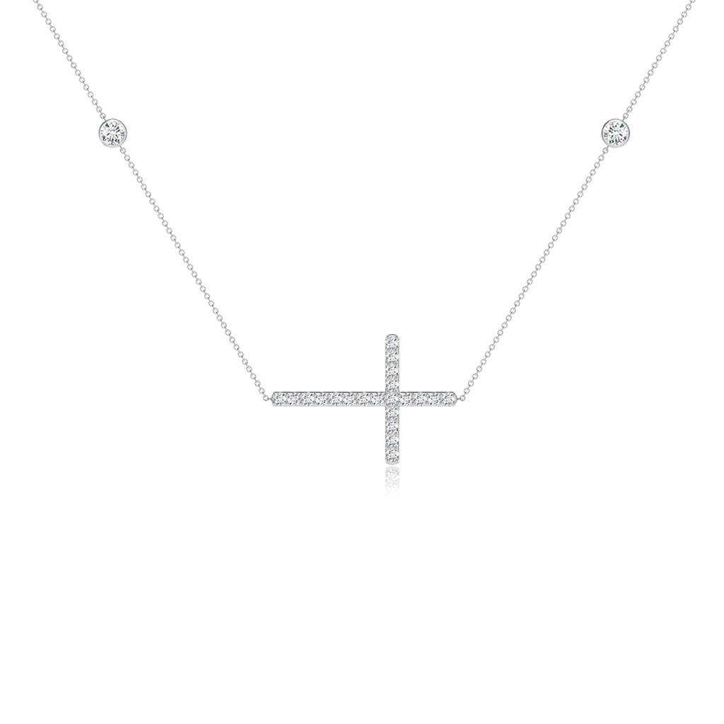 3.2mm FGVS Lab-Grown Diamond Sideways Cross Station Necklace in White Gold - side 199