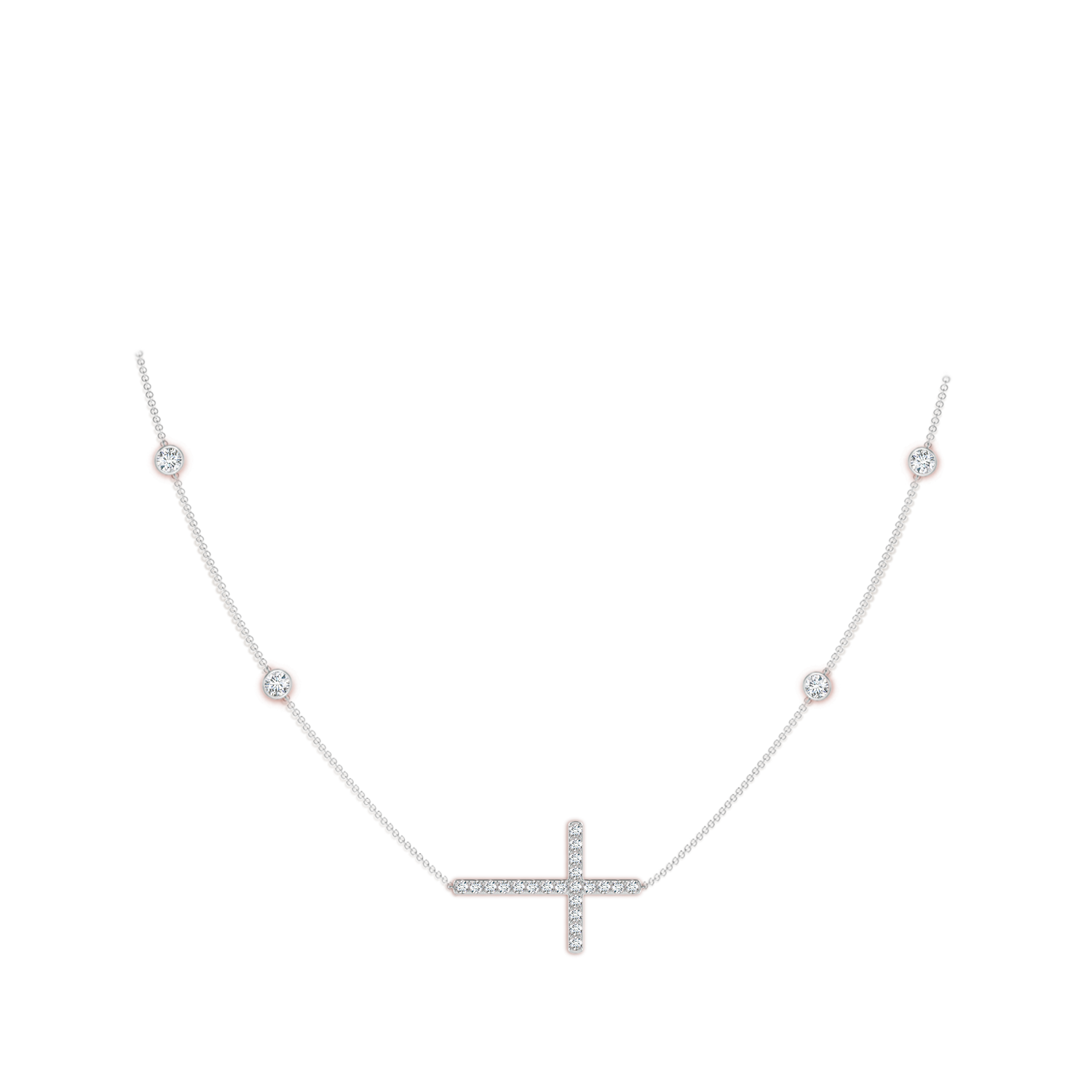 3.2mm FGVS Lab-Grown Diamond Sideways Cross Station Necklace in White Gold - body_neck