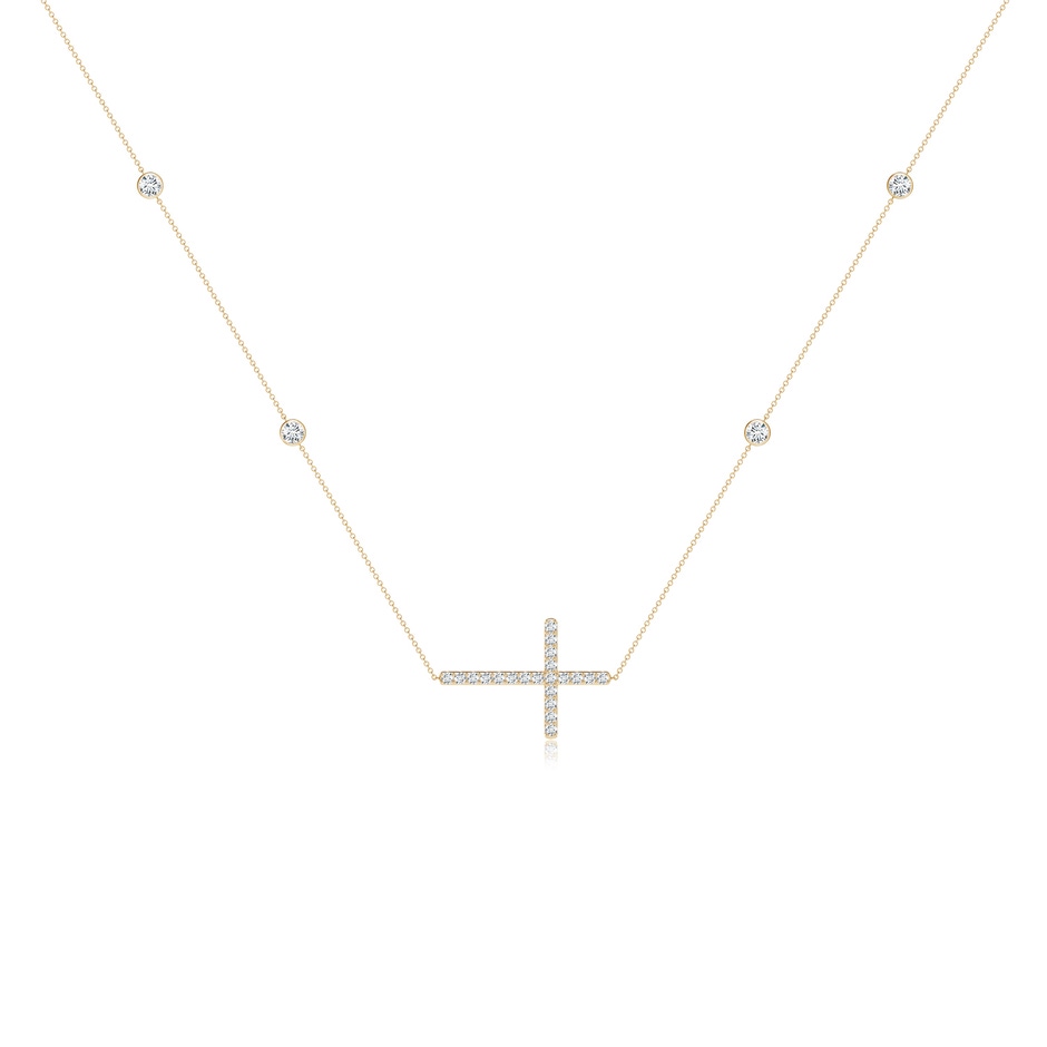 3.2mm FGVS Lab-Grown Diamond Sideways Cross Station Necklace in Yellow Gold 