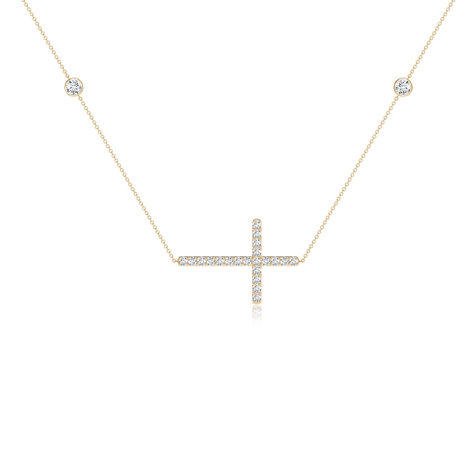 3.2mm FGVS Lab-Grown Diamond Sideways Cross Station Necklace in Yellow Gold side 199