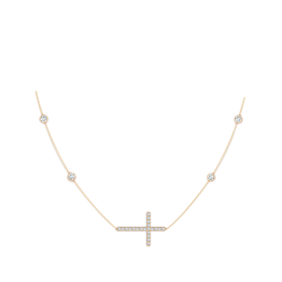 3.2mm FGVS Lab-Grown Diamond Sideways Cross Station Necklace in Yellow Gold pen
